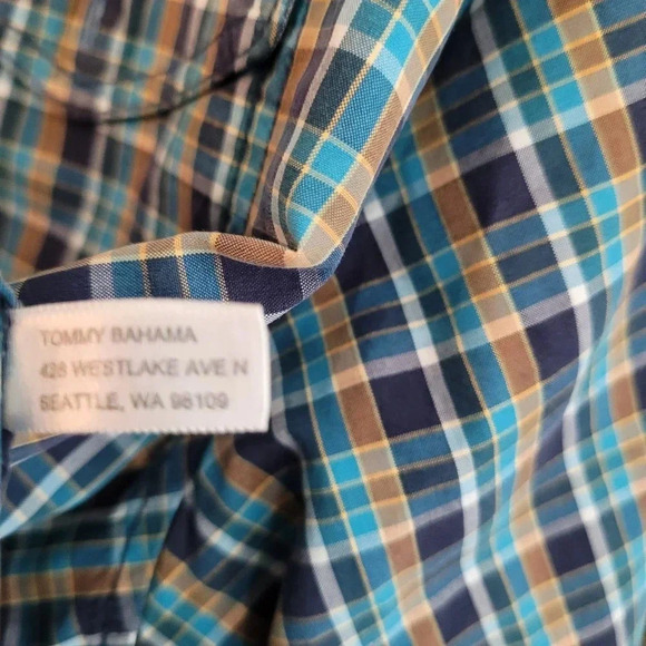 Tommy Bahama Men's Button-Up Shirt 2XL Multicolor Plaid 100% Cotton Long Sleeves - Picture 5 of 10